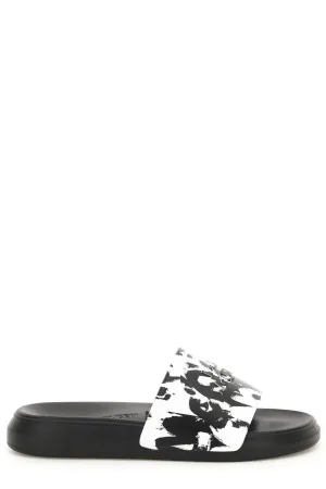 Alexander McQueen Graffiti Printed Slip-On Slides