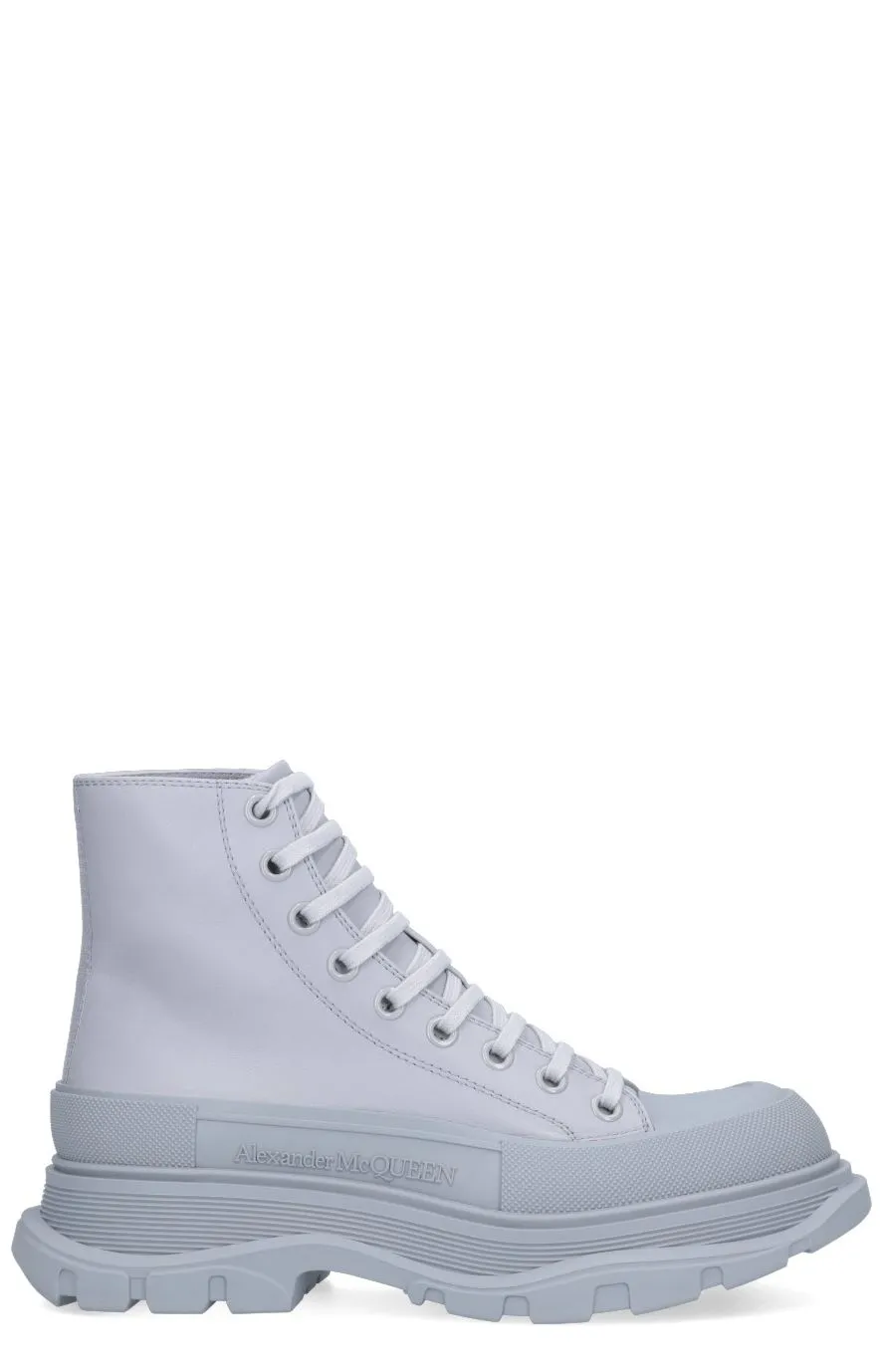 Alexander McQueen Logo Embossed Lace-Up Boots