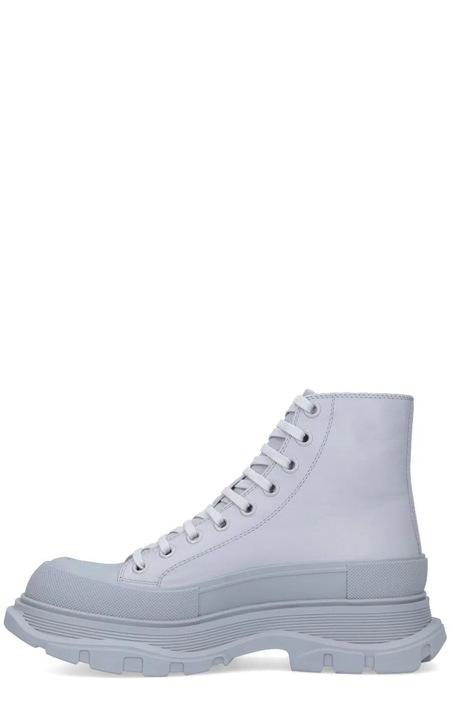 Alexander McQueen Logo Embossed Lace-Up Boots