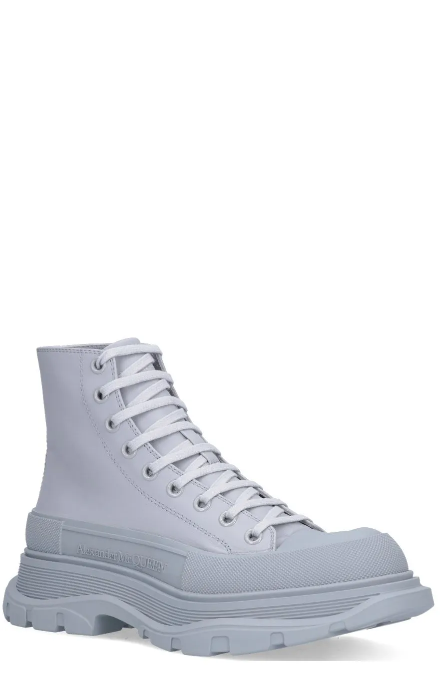 Alexander McQueen Logo Embossed Lace-Up Boots