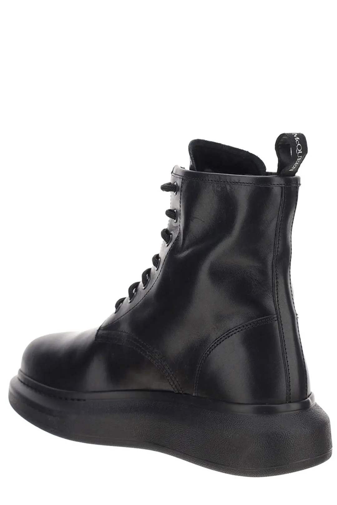 Alexander McQueen Round Toe Lace-Up Ankle Boots