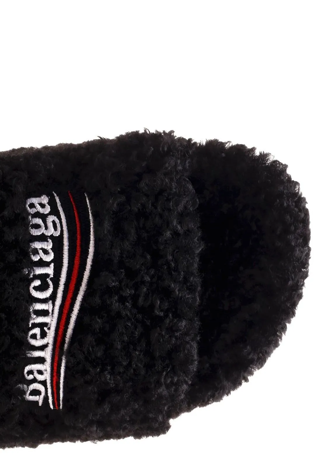 Balenciaga Logo Furry Slides