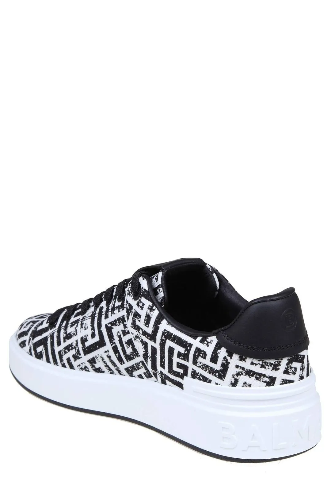 Balmain B-Court Monogram Print Lace-Up Sneakers