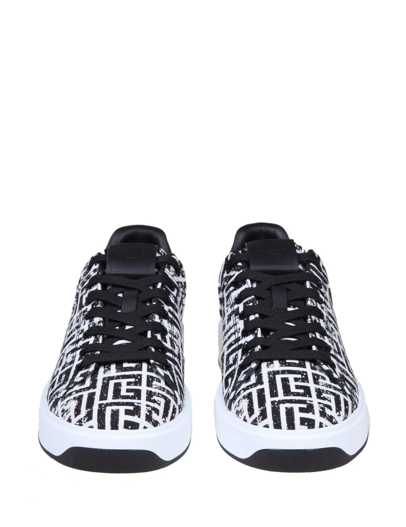 Balmain B-Court Monogram Print Lace-Up Sneakers