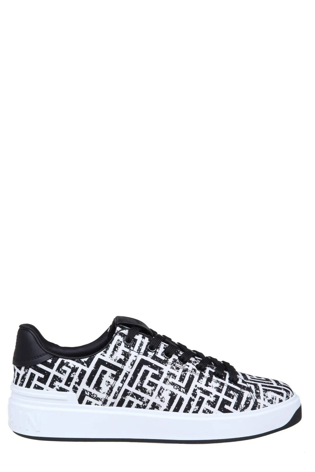 Balmain B-Court Monogram Print Lace-Up Sneakers