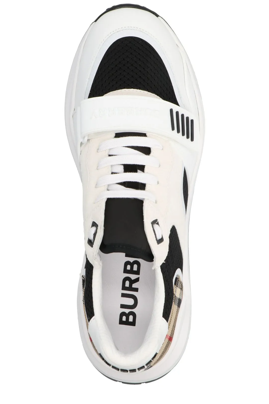 Burberry Checked Detail Lace-Up Sneakers