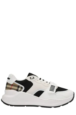 Burberry Checked Detail Lace-Up Sneakers