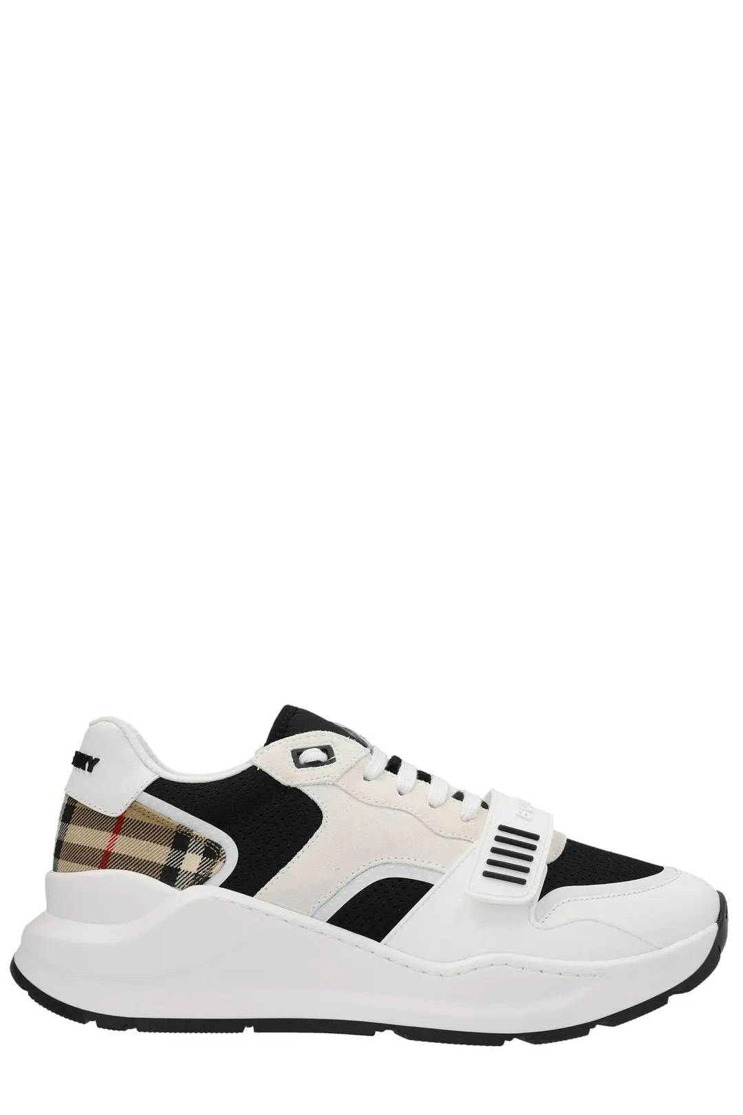 Burberry Checked Detail Lace-Up Sneakers