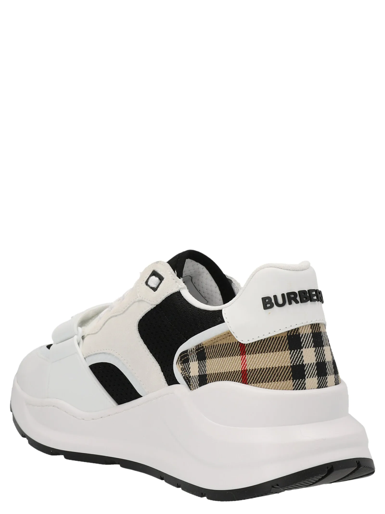 Burberry Checked Detail Lace-Up Sneakers