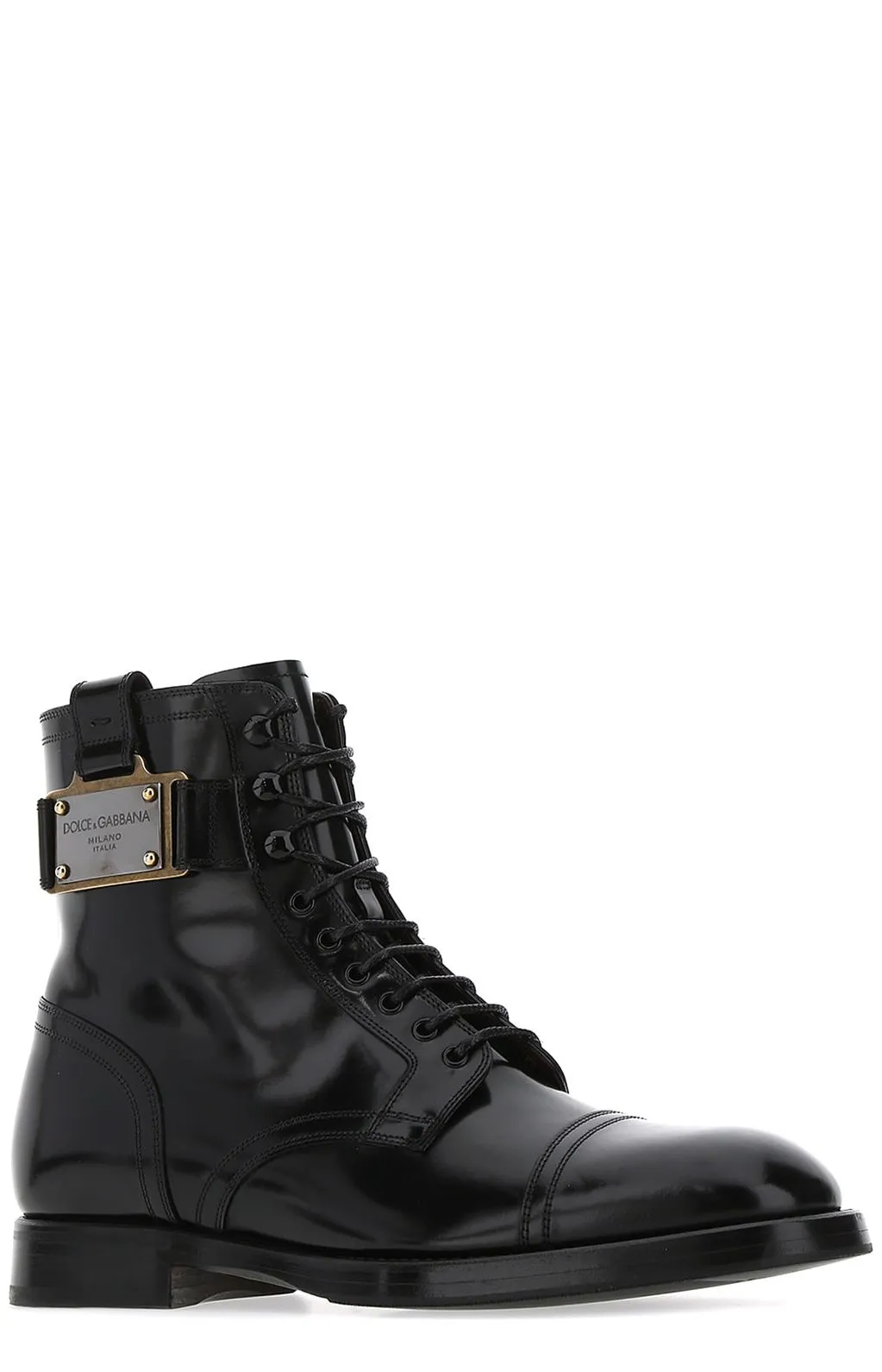 Dolce & Gabbana Branded Plate Lace-Up Boots