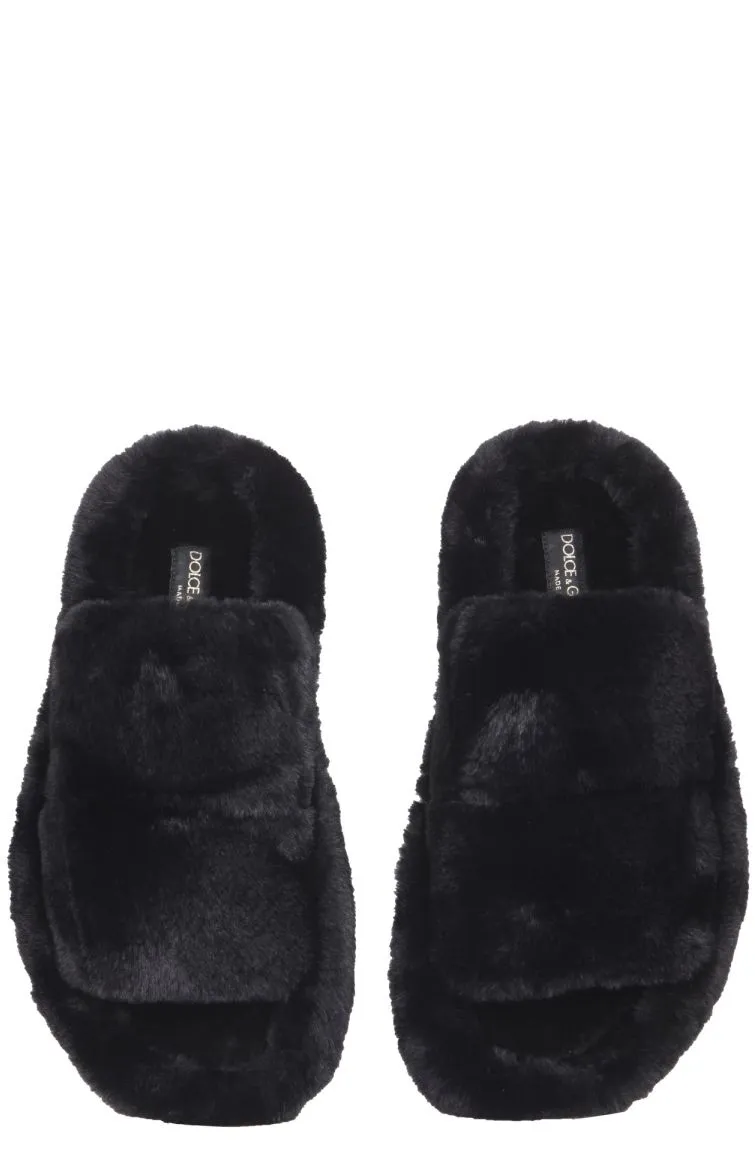 Dolce & Gabbana Faux Fur Slides