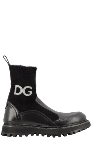 Dolce & Gabbana Logo Intarsia Panelled Boots