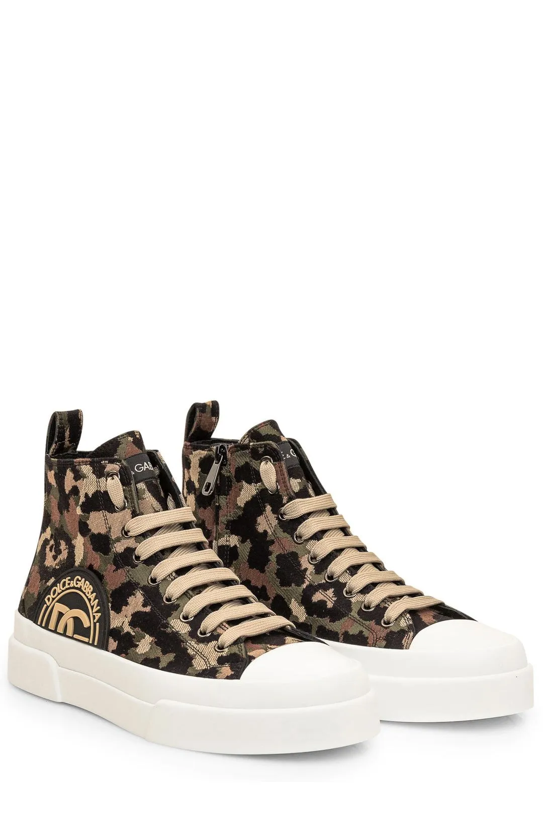 Dolce Gabbana Logo Patch Jacquard Mid Top Sneakers