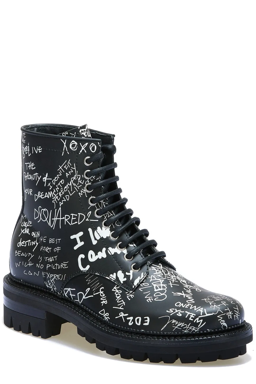 Dsquared2 Graffiti Printed Lace-Up Ankle Boots
