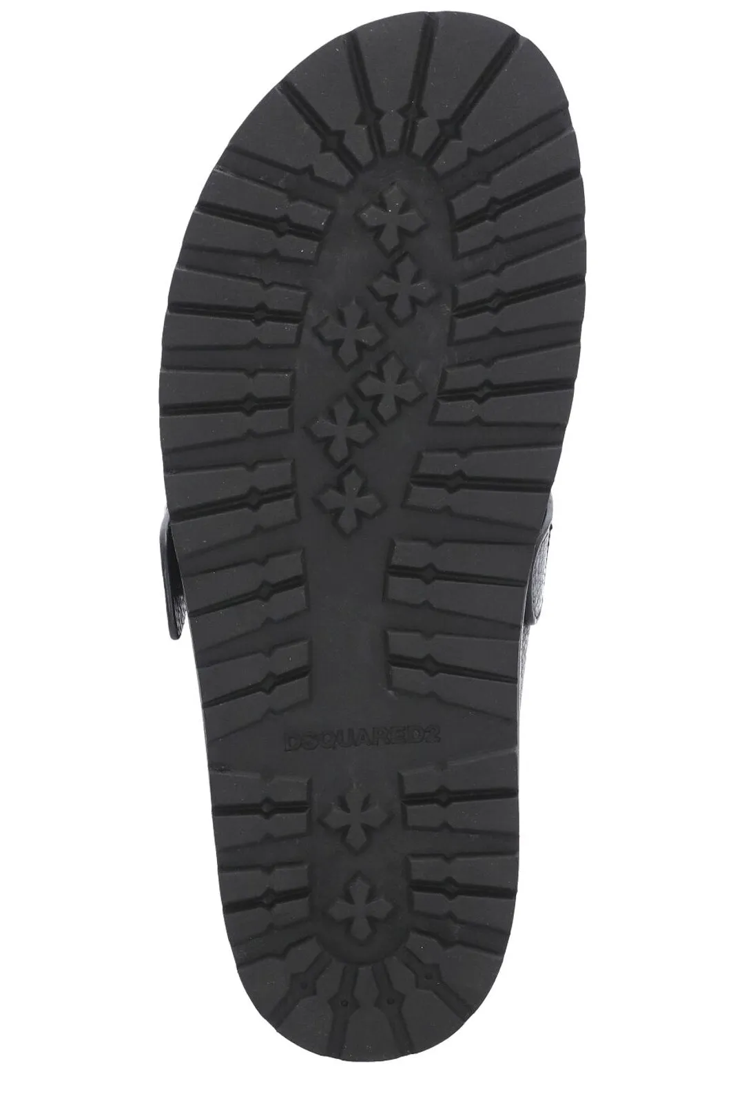 Dsquared2 Pebbled-Detailed Buckled Flat Mules