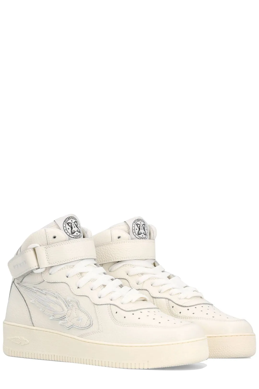 Enterprise Japan Rocket Logo Patched Mid Sneakers