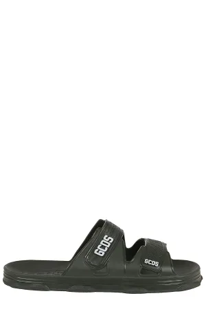 GCDS Logo Print Touch Strap Sandals