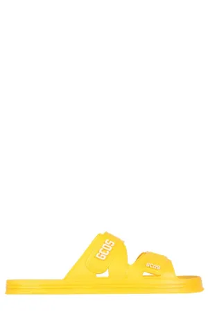 GCDS Logo Print Touch Strap Sandals