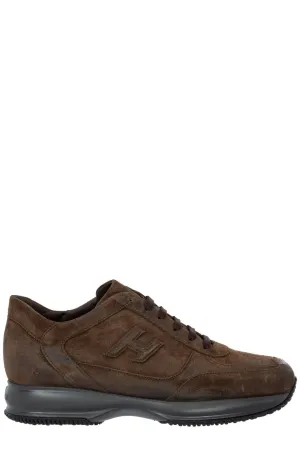 Hogan Interactive Logo Patch Lace-Up Sneakers