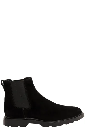Hogan Round Toe Slip-On Ankle Boots