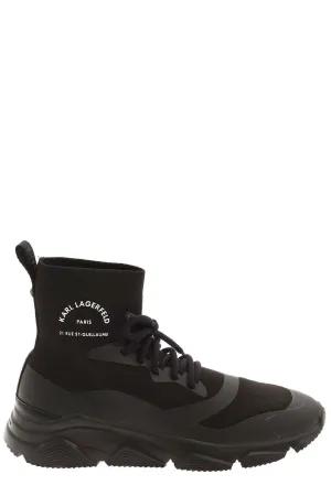 Karl Lagerfeld Logo Printed Lace-Up Ankle Boots