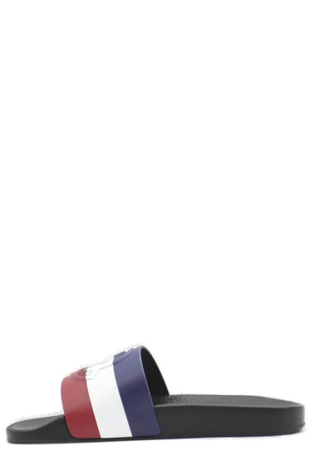Moncler Logo Embossed Striped Slip-On Slides