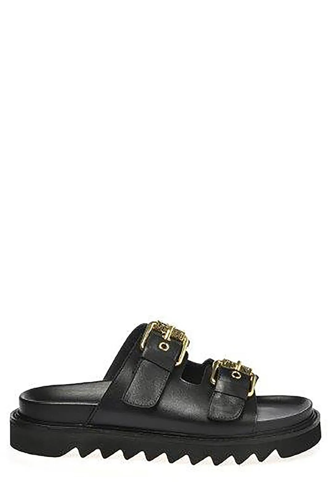 Moschino Logo Plaque Buckled Sandals