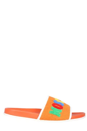 Moschino Textured Logo Detailed Slides