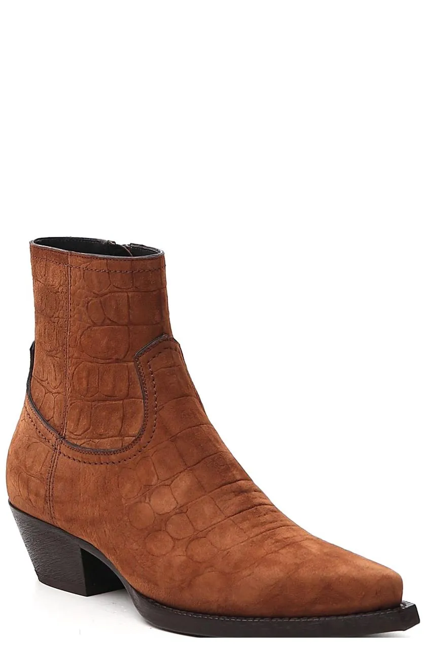 Saint Laurent Lukas Western Embossed Ankle Boots