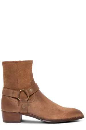 Saint Laurent Wyatt Harness Detailed Ankle Boots