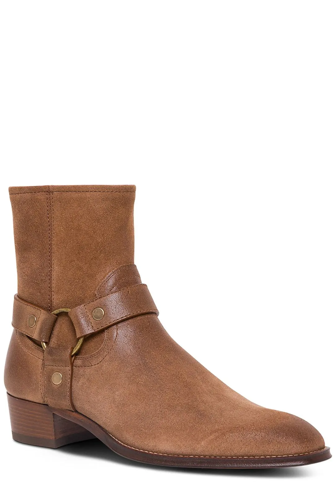 Saint Laurent Wyatt Harness Detailed Ankle Boots