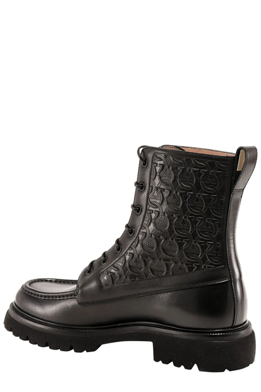 Salvatore Ferragamo Gancini Embossed Combat Boots