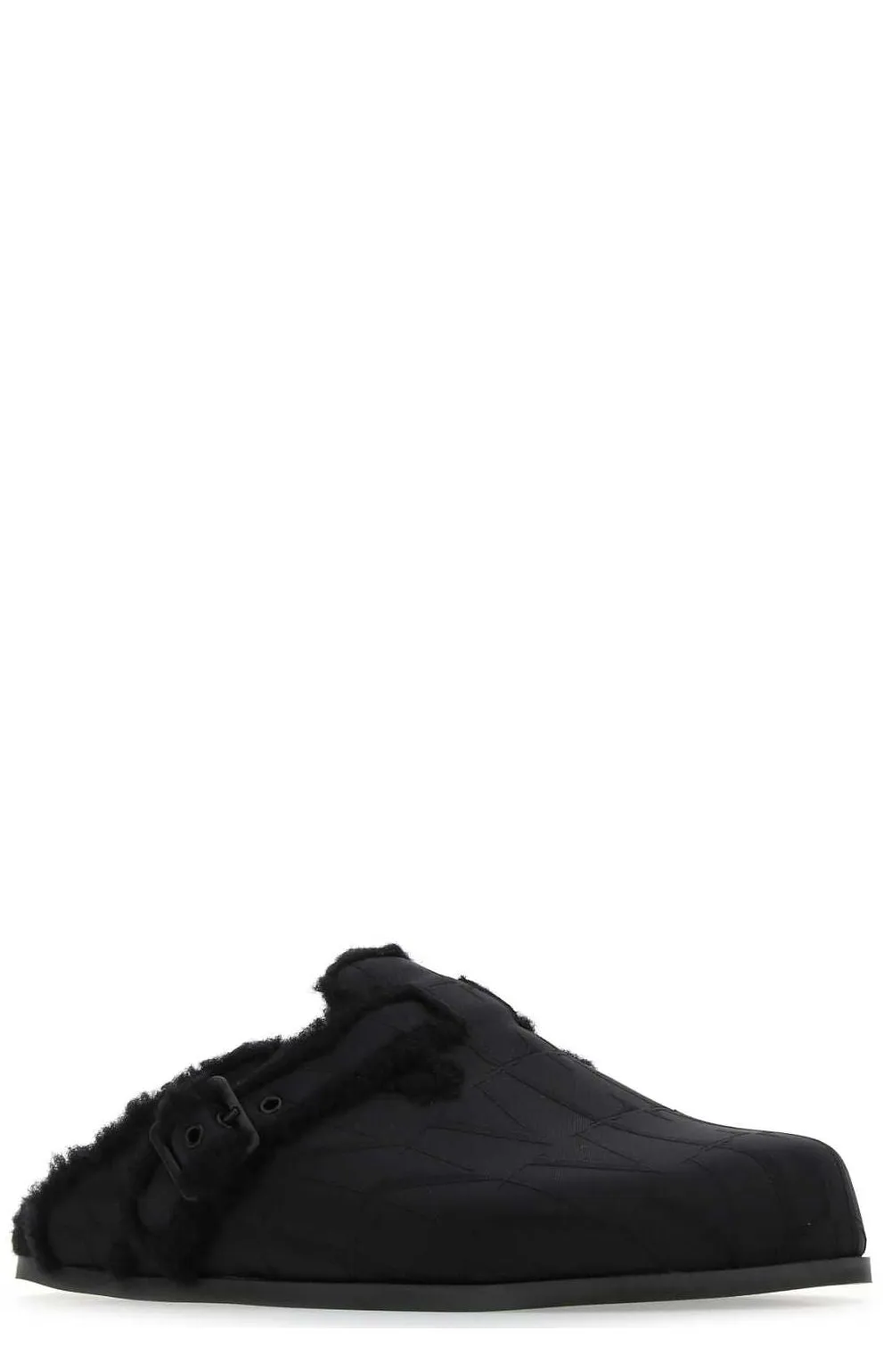 Valentino Logo Embossed Shearling Mules