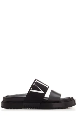 Valentino Logo Printed Open Toe Sandals