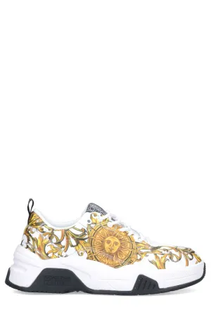 Versace Jeans Couture Baroque Pattern Lace-Up Sneakers