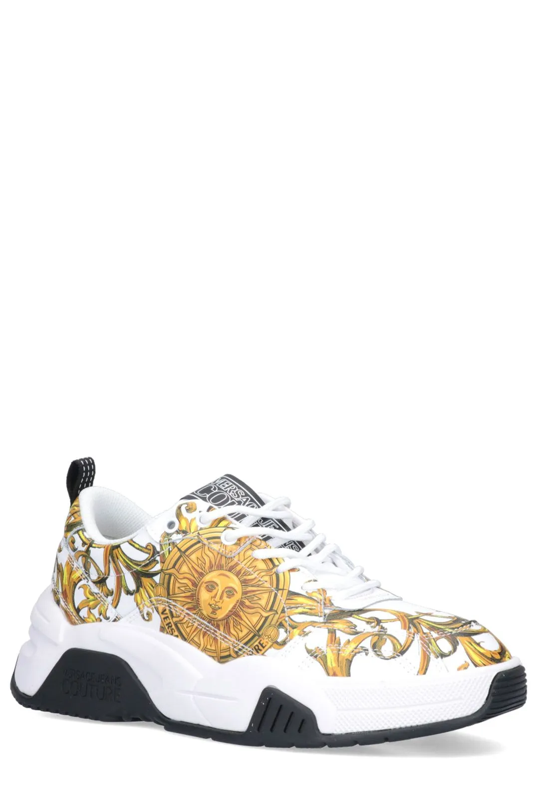 Versace Jeans Couture Baroque Pattern Lace-Up Sneakers