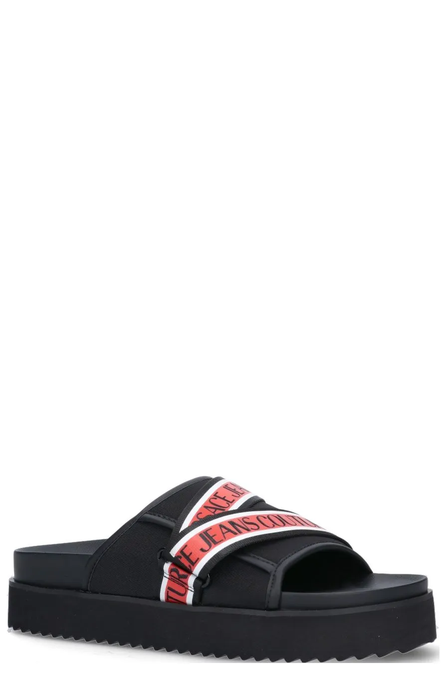 Versace Jeans Couture Logo Strap Open Toe Slides
