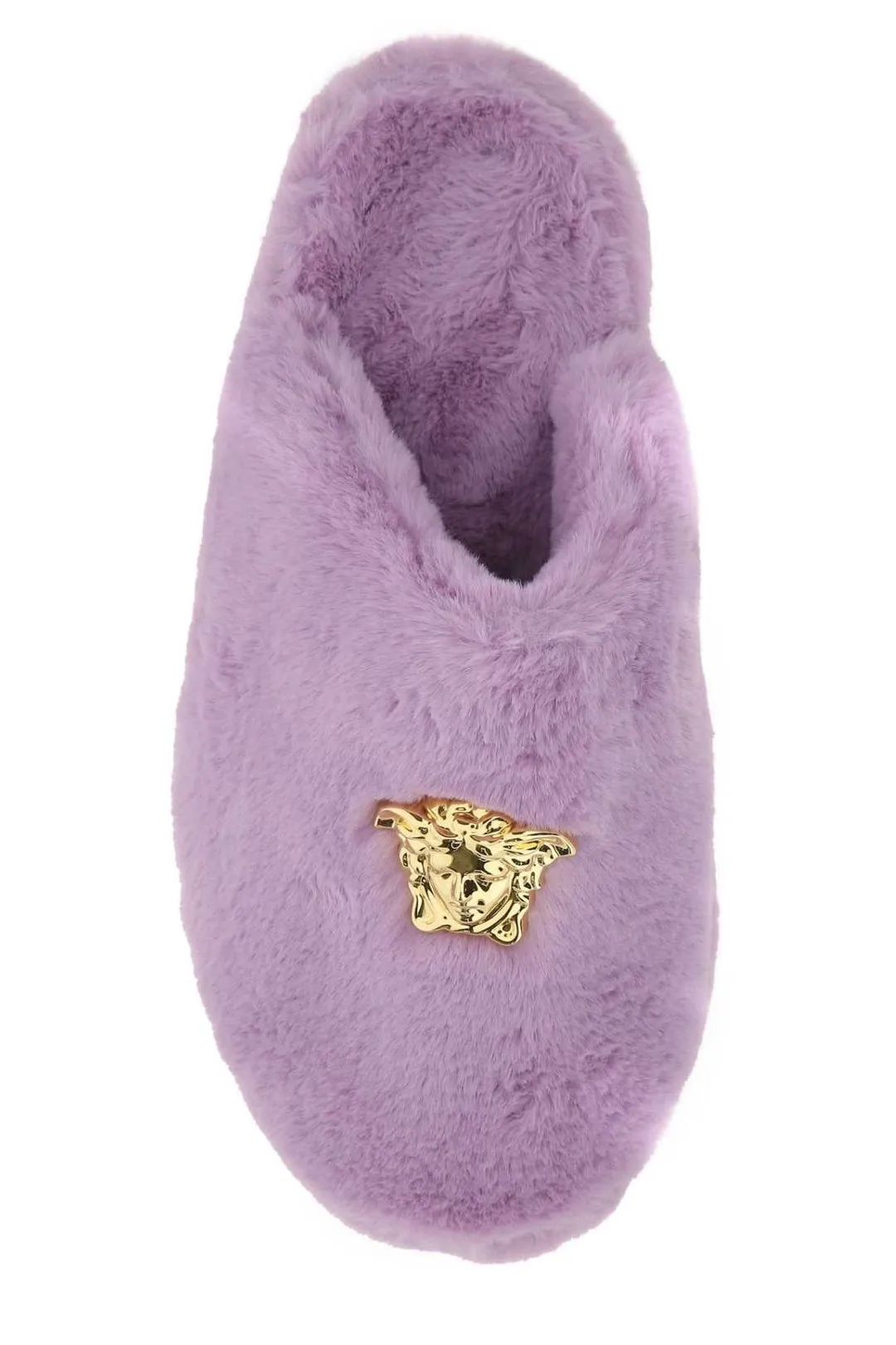 Versace Medusa Plaque Fur Slippers