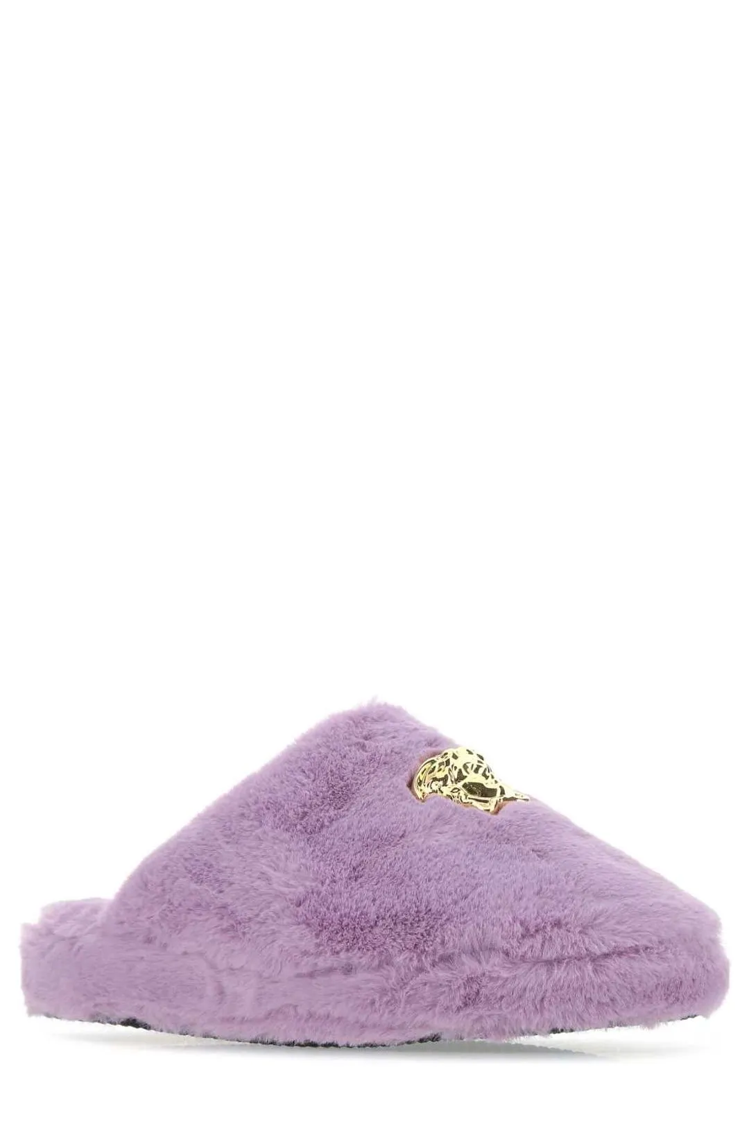 Versace Medusa Plaque Fur Slippers